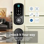 Keyless Entry Door Lock with Handle Set and Battery Pack, Keyless Entry Door Lock Deadbolt with Handle Set, Smart Door Lock for Front Door Auto Lock Work with Alexa, Black