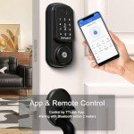 Keyless Entry Door Lock with Handle Set and Battery Pack, Keyless Entry Door Lock Deadbolt with Handle Set, Smart Door Lock for Front Door Auto Lock Work with Alexa, Black