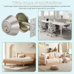 Coolty Deadbolt Lock with Key Security Door Lock Entrance Door Lock Set, Single Cylinder Deadbolt Lock Set (Silver)