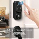 Keyless Entry Door Lock with Handle Set and Battery Pack, Keyless Entry Door Lock Deadbolt with Handle Set, Smart Door Lock for Front Door Auto Lock Work with Alexa, Black