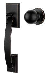 goldenwarm Oil Rubbed Bronze Front Door Knob Handle, Entry Door Handle and Reversible Handle Knob, Single Cylinder Front Door Handle Only, Front Door Entry Handleset, Entry Way Door Handle
