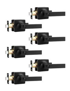Mengico 6 Pack Door Handle Lock,Black Interior Door Lock,Interior Door Lever Privacy Lock(for Bedroom&Bathroom)