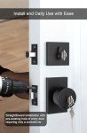 goldenwarm Keyed Alike Black Door Knob with Deadbolt, Square Contemporary Matte Black Exterior Door Lock Set with Deadbolt, Heavy Duty Black Front Entry Door Locksets with Deadbolt(1 Pack)