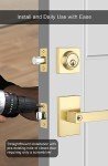 goldenwarm Keyed Alike Gold Door Handle with Deadbolt, Square Contemporary Brushed Gold Exterior Door Lock Set with Deadbolt, Heavy Duty Zinc-alloyed Front Entry Door Locksets with Deadbolt(1 Pack)