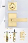 goldenwarm Keyed Alike Gold Door Handle with Deadbolt, Square Contemporary Brushed Gold Exterior Door Lock Set with Deadbolt, Heavy Duty Zinc-alloyed Front Entry Door Locksets with Deadbolt(1 Pack)