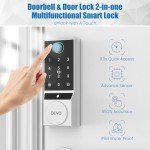 DEVO G2 Bluetooth Smart Lock with Fingerprint Door Lock, Keyless Entry Door Lock, Passcode Unlock, APP Remote, Easy Installation, No Monthly Fee, Perfect for Front and Bedroom Doors(Silver)