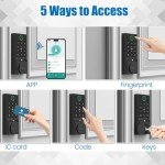 DEVO G2 Bluetooth Smart Lock with Fingerprint Door Lock, Keyless Entry Door Lock, Passcode Unlock, APP Remote, Easy Installation, No Monthly Fee, Perfect for Front and Bedroom Doors(Silver)