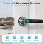 Fingerprint Door Lock, Smart Door knob, Fingerprint Door Knob, Bedroom Door Lock with Code and App, Keypad Keyless Entry Door Lock with Handle for Home Hotel Office Apartment