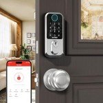 Smart Front Door Lock Set: NUTOMO Keyless Entry Fingerprint Deadbolt with 2 Door Knobs Digital Keypad Door Locks with Handle Set Alexa APP Remote Control Auto Lock Silver
