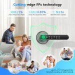 Fingerprint Door Lock, Smart Door knob, Fingerprint Door Knob, Bedroom Door Lock with Code and App, Keypad Keyless Entry Door Lock with Handle for Home Hotel Office Apartment