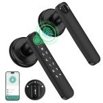 Fingerprint Door Lock, Smart Door knob, Fingerprint Door Knob, Bedroom Door Lock with Code and App, Keypad Keyless Entry Door Lock with Handle for Home Hotel Office Apartment
