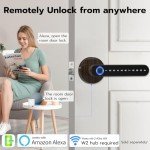 Eseesmart Smart Door Lock - Fingerprint Door Lock with Handle, 5-in-1 Smart Lock with Keypad Fingerprint Bluetooth APP Key, Digital Electronic Door Lock for Home Office Bedroom