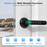 Fingerprint Door Lock, Smart Door knob, Fingerprint Door Knob, Bedroom Door Lock with Code and App, Keypad Keyless Entry Door Lock with Handle for Home Hotel Office Apartment