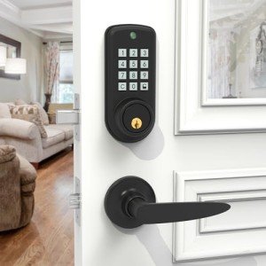 Smart Keypad Door Lock with Handle,Keyless Entry Door Lock for Front Door, Electronic Digital Door Lock,Electronic Keypad Deadbolt Door Lock with Code, Auto Lock,Traditional Key,Easy Installation