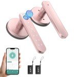 BAFUWEIY Fingerprint Door Lock, 6-in-1 Smart Door Knob with App Control/Fingerprints/IC Cards/Passwords/2 Keys, Fingerprint Door Knob Biometric Door Lock for Bedroom Apartment-Rose Gold