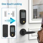Smart Keypad Door Lock with Handle,Keyless Entry Door Lock for Front Door, Electronic Digital Door Lock,Electronic Keypad Deadbolt Door Lock with Code, Auto Lock,Traditional Key,Easy Installation