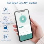 BAFUWEIY Fingerprint Door Lock, 6-in-1 Smart Door Knob with App Control/Fingerprints/IC Cards/Passwords/2 Keys, Fingerprint Door Knob Biometric Door Lock for Bedroom Apartment-Rose Gold