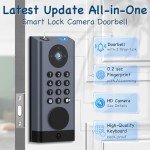 Pothunder WiFi Smart Door Lock with Camera, 5-in-1 Fingerprint Keyless Entry Door Lock, 2K HD Camera, Two-Way Audio, Dual Motion Sensors, App Remote Control, Keypad Code
