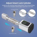 YoumiAi Tuya Bluetooth Smart Door Lock Electronic Euro Cylinder, Password/Fingerprint/App/IC/Key Unlock,Timer/App Remote Control via Tuya BLE Hub Suit for 60-90mm Door(Silver, 30/30 mm)
