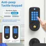 Smart Keypad Door Lock with Handle,Keyless Entry Door Lock for Front Door, Electronic Digital Door Lock,Electronic Keypad Deadbolt Door Lock with Code, Auto Lock,Traditional Key,Easy Installation