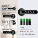 Kadonio 407 Smart Deadbolt, Fingerprint Electronic Deadbolt Door Lock, Bluetooth Keyless Entry Keypad Smart Deadbolt App Control, Ekeys Sharing, App Monitoring Auto Lock for Homes and Hotel, Black