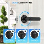 Fingerprint Door Lock, Smart Door knob, Fingerprint Door Knob, Bedroom Door Lock with Code and App, Keypad Keyless Entry Door Lock with Handle for Home Hotel Office Apartment