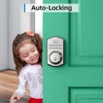 Revolo RE301 Electronic Keypad Deadbolt, Keyless Entry Door Lock, Keyed Entry, Auto Lock, Smart Lock for Front Door, Anti-Peeking Password, Satin Nickel