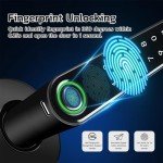 Kadonio 407 Smart Deadbolt, Fingerprint Electronic Deadbolt Door Lock, Bluetooth Keyless Entry Keypad Smart Deadbolt App Control, Ekeys Sharing, App Monitoring Auto Lock for Homes and Hotel, Black