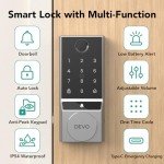 Devo G2 Smart Lock, Fingerprint Keyless Entry Door Lock with Doorbell, Front Door Smart Lock Electronic Deadbolt with App Control, Easy Install No Hub, IP54 Waterproof, Auto-Lock