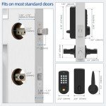 Smart Keypad Door Lock with Handle,Keyless Entry Door Lock for Front Door, Electronic Digital Door Lock,Electronic Keypad Deadbolt Door Lock with Code, Auto Lock,Traditional Key,Easy Installation