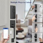 YYTDZSW Smart Front Door Lock Set, Keyless Entry Door Lock Deadbolt with Front Door Handle Set, Fingerprint Smart Door Lock with Touchscreen Keypad, Bluetooth App Control, Matte Black