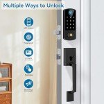Keyless Entry Door Lock Deadbolt with Handle Set, BEBASIA Fingerprint Door Lock, APP Smart Door Lock, Digital Keypad Bluetooth Deadbolt Lockset with Auto Lock Code Fob Black