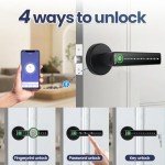 Kadonio 406 Smart Deadbolt, Fingerprint Electronic Deadbolt Door Lock, Bluetooth Keyless Entry Keypad Smart Deadbolt App Control, Ekeys Sharing, App Monitoring Auto Lock for Homes and Hotel, Black