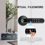 Kadonio 407 Smart Deadbolt, Fingerprint Electronic Deadbolt Door Lock, Bluetooth Keyless Entry Keypad Smart Deadbolt App Control, Ekeys Sharing, App Monitoring Auto Lock for Homes and Hotel, Black