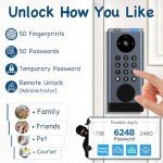 Pothunder WiFi Smart Door Lock with Camera, 5-in-1 Fingerprint Keyless Entry Door Lock, 2K HD Camera, Two-Way Audio, Dual Motion Sensors, App Remote Control, Keypad Code