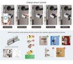 YoumiAi Tuya Bluetooth Smart Door Lock Electronic Euro Cylinder, Password/Fingerprint/App/IC/Key Unlock,Timer/App Remote Control via Tuya BLE Hub Suit for 60-90mm Door(Silver, 30/30 mm)