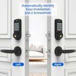 Smart Keypad Door Lock with Handle,Keyless Entry Door Lock for Front Door, Electronic Digital Door Lock,Electronic Keypad Deadbolt Door Lock with Code, Auto Lock,Traditional Key,Easy Installation