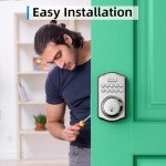 Revolo RE301 Electronic Keypad Deadbolt, Keyless Entry Door Lock, Keyed Entry, Auto Lock, Smart Lock for Front Door, Anti-Peeking Password, Satin Nickel