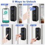 Security Smart Lock, Keyless Fingerprint Lock for Front Door (Black)