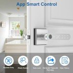 Foxgard Smart Fingerprint Door Lock:Fingerprint Door Knob-Biometric 5-in-1 Finger Print Door Lock-Smart Door Knob for Bedroom-APP Control-Easy Installation–Square Silver–1 Pack