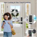 YYTDZSW Smart Front Door Lock Set, Keyless Entry Door Lock Deadbolt with Front Door Handle Set, Fingerprint Smart Door Lock with Touchscreen Keypad, Bluetooth App Control, Matte Black