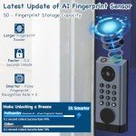 Pothunder WiFi Smart Door Lock with Camera, 5-in-1 Fingerprint Keyless Entry Door Lock, 2K HD Camera, Two-Way Audio, Dual Motion Sensors, App Remote Control, Keypad Code