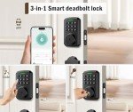 Smart Deadbolt Lock | No App Required or with App When Needed | IP65 Waterproof | Support Gateway and Alexa | Aluminum Alloy | Smart Keyless Entry Door Lock for Front Door | in-App 100 Users Managment