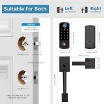 Keyless Entry Door Lock Deadbolt with Handle Set, BEBASIA Fingerprint Door Lock, APP Smart Door Lock, Digital Keypad Bluetooth Deadbolt Lockset with Auto Lock Code Fob Black