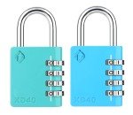 Zarker XD40 Combination Lock, 4-Digit Padlock for School Gym Sports LockerLock, Fence, Toolbox, Case, Hasp Storage (2-Pack, Emerald, Blue)
