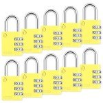 Zarker XD35 Combination Lock, 3-Digit Padlock for School Gym Sports LockerLock, Fence, Toolbox, Case, Hasp Storage (10-Pack, Yellow)
