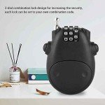Combination Lock with Retractable Cable, Padlock with Retractable Cable Anti-Theft Luggage Padlock 3-Digit Security Padlock Bicycle Combination Padlock(Black)
