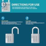 Zarker XB35 8-Digit Push Button Combination Padlock, 4 Digit Locking Mechanism, Gray, 1-Pack
