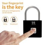 HIFAM Fingerprint Padlock, Fingerprint Lock, Smart Padlock with Keyless Biometric, Locker Locks, Smart Lock with USB Rechageable, Suitable for Gym Locker, School, Sports, Storage (Black)