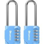 2 Pack disecu 2.6 Inch Long Shackle Combination Lock,4 Digit Outdoor Waterproof Padlock for School Locker, Gym Locker, Storage Unit, Gate, Fence, Toolbox (Azury)